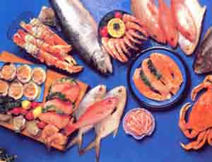 frischer Fisch und Meeresfrüchte